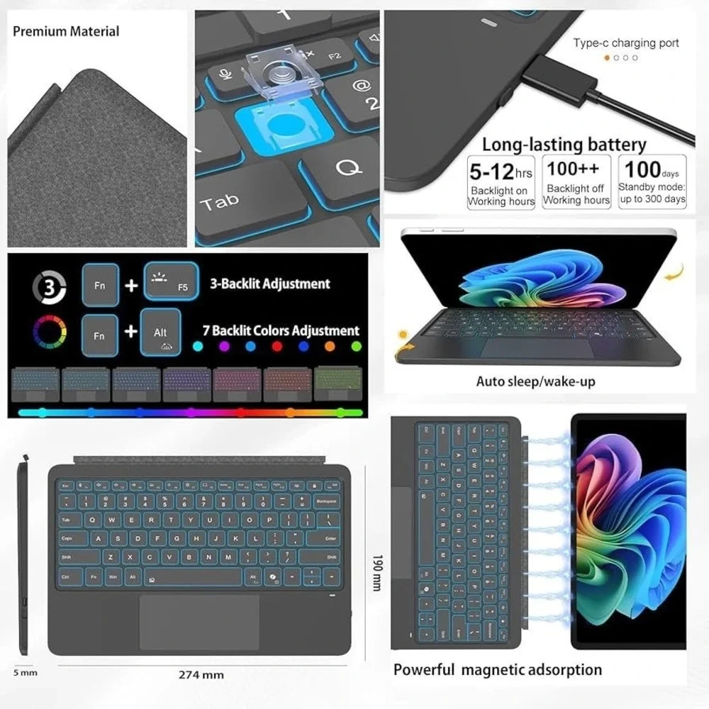 Surface Pro Tablet Ultra Thin Keyboard for Surface Pro 12 Black NEW